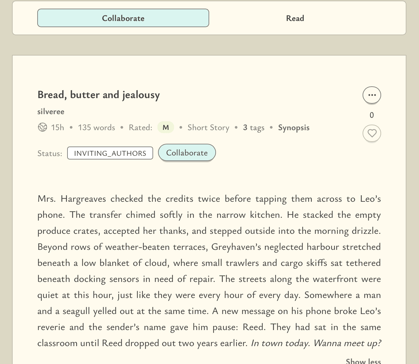 Collaborate tab in Home page