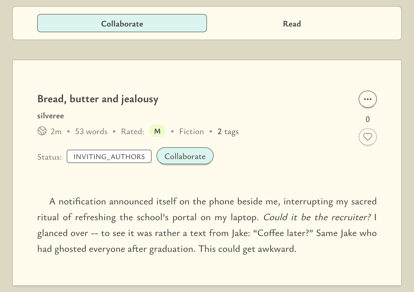 Collaborate tab in Home page